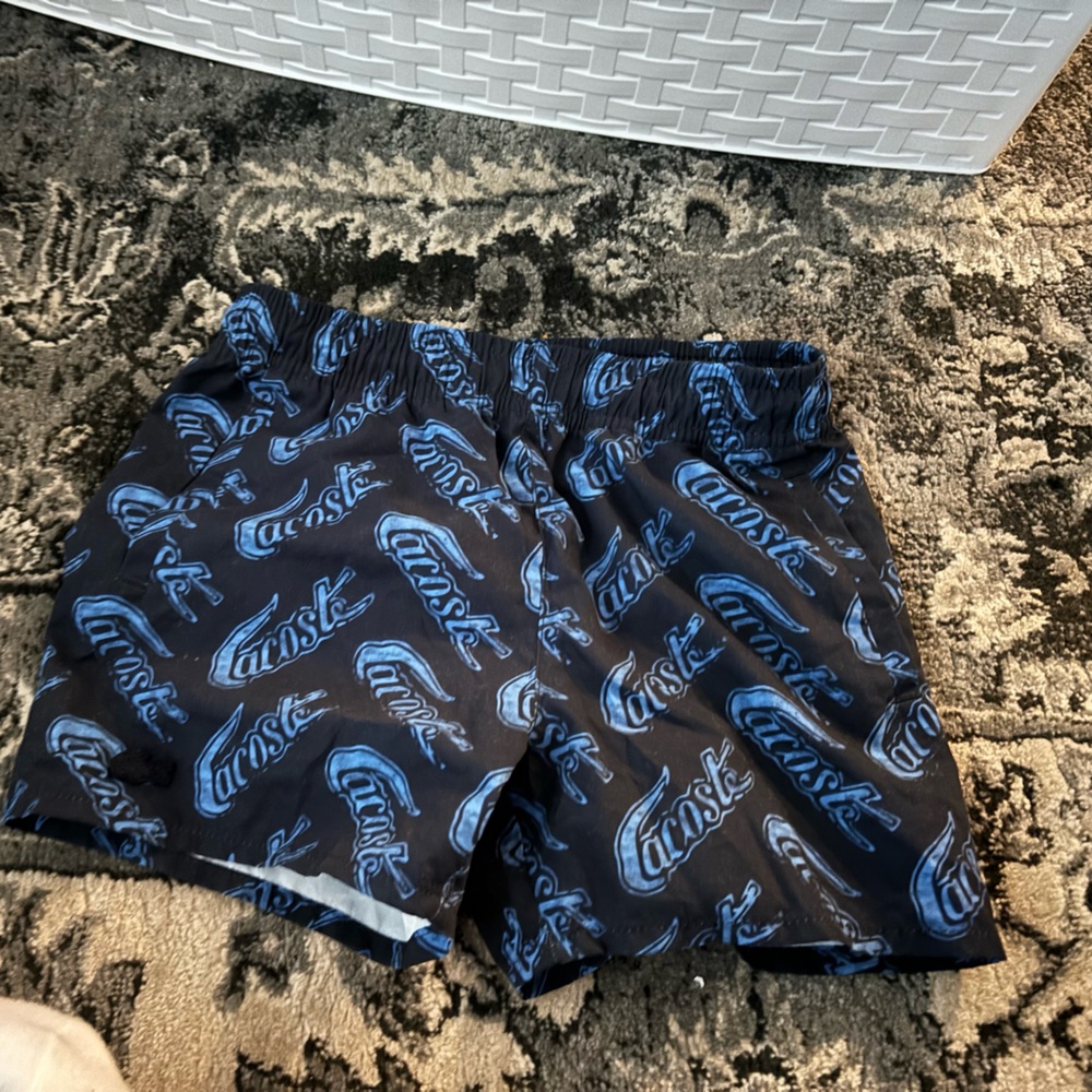 Lacoste Kids Swim Trunks in Blue and Black and T-shirt